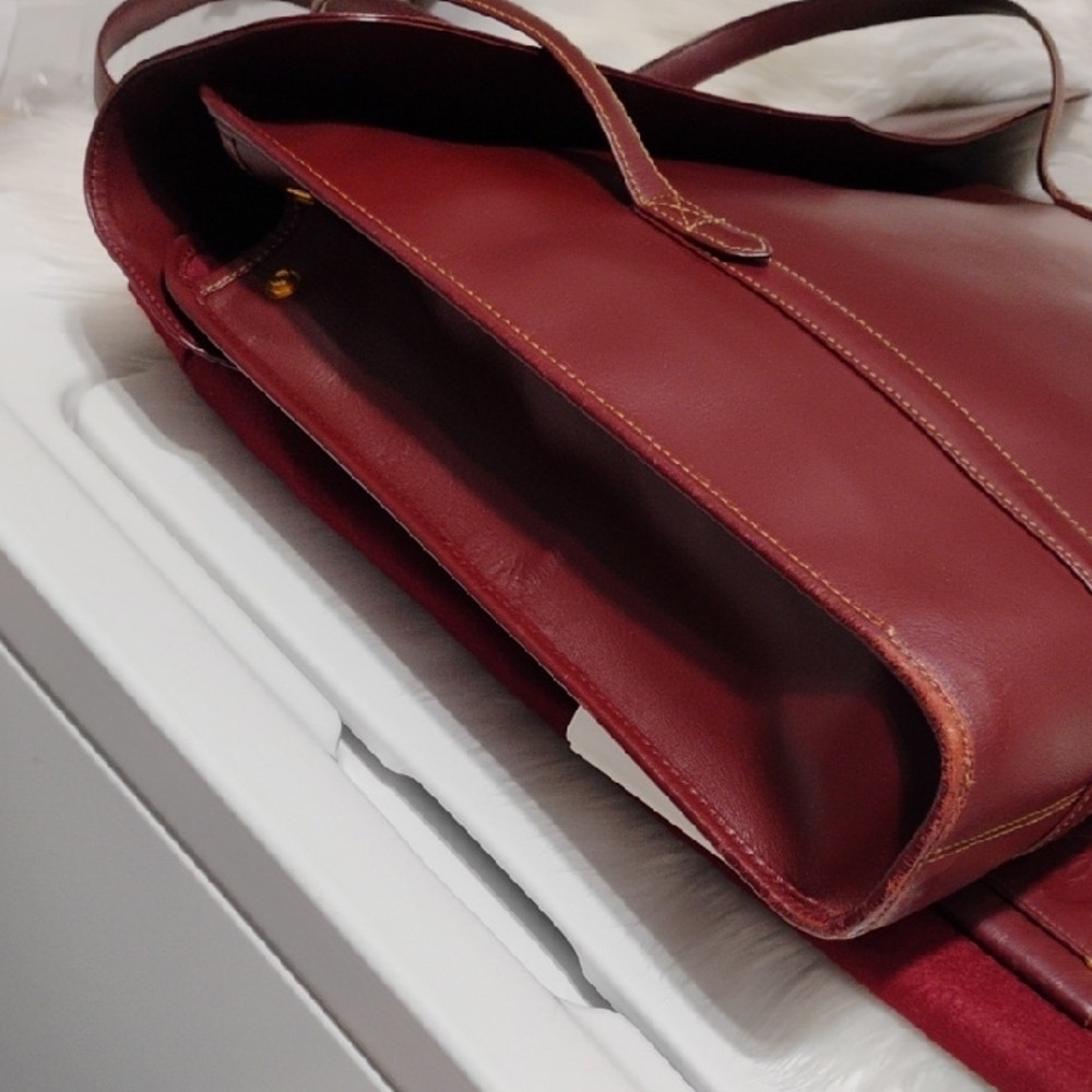 SALE! Auth Cartier Must Line Leather Bordeaux Shoulder Bag Dust Bag Coin Case - Picture 6 of 16